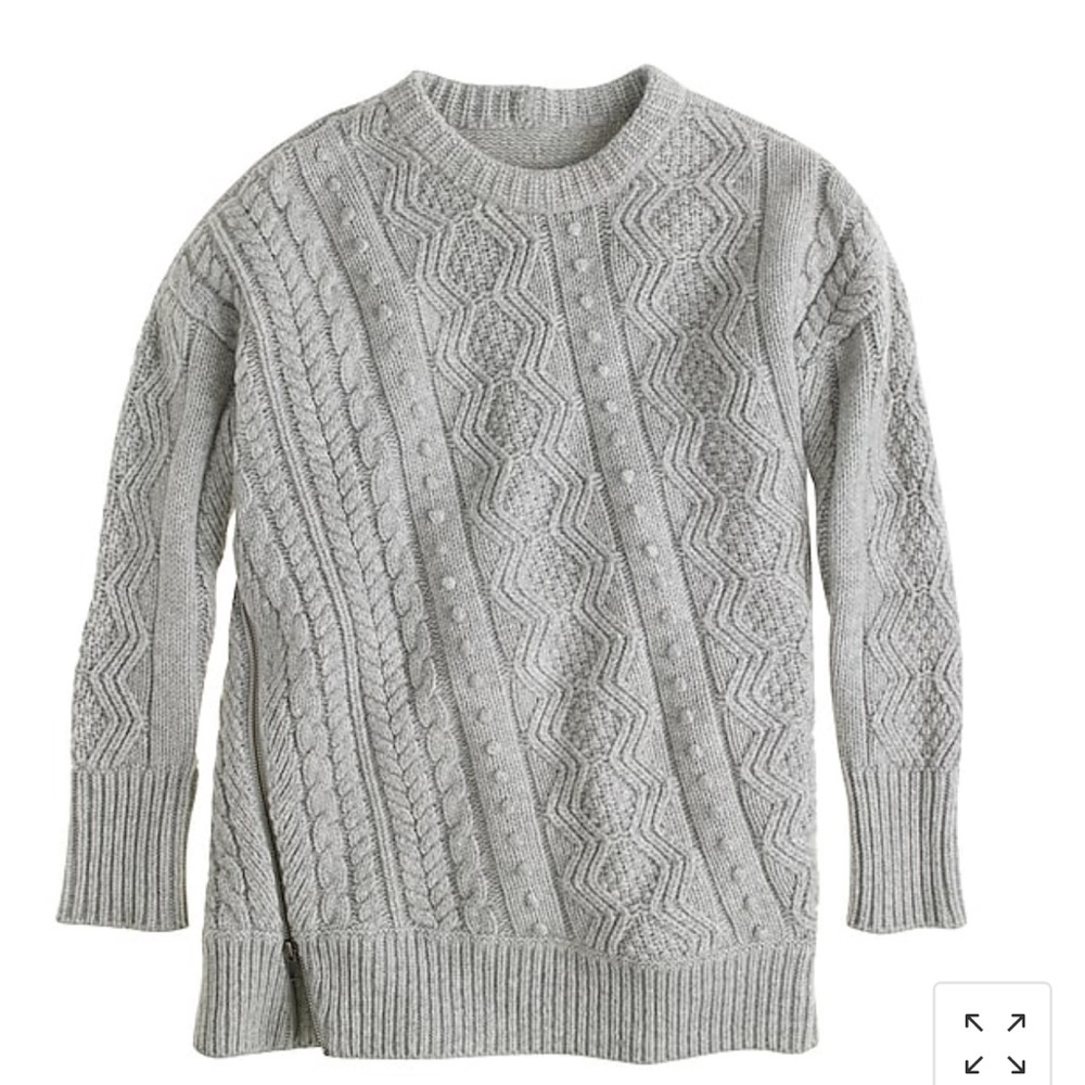 Jcrew Wool Side Zip Cable Knit Sweater - Picture 3 of 8